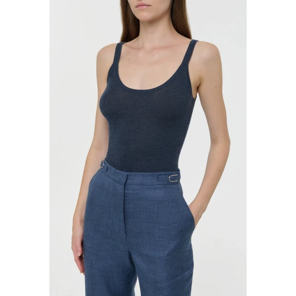 Gabriela Hearst Cinxia Knit Tank Top in Denim Cashmere Silk, view 5