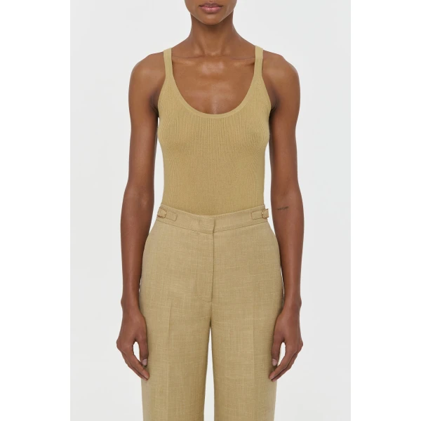 Gabriela Hearst Cinxia Knit Tank Top in Hay Cashmere Silk, view 2