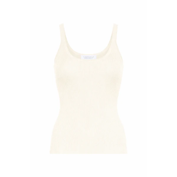 Gabriela Hearst Cinxia Knit Tank Top in Off White Cashmere Silk, view 2