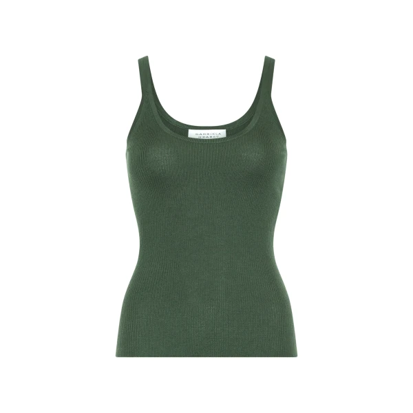 Gabriela Hearst Cinxia Knit Tank Top in Olive Cashmere Silk, view 2