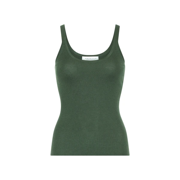 Gabriela Hearst Cinxia Knit Tank Top in Olive Cashmere Silk