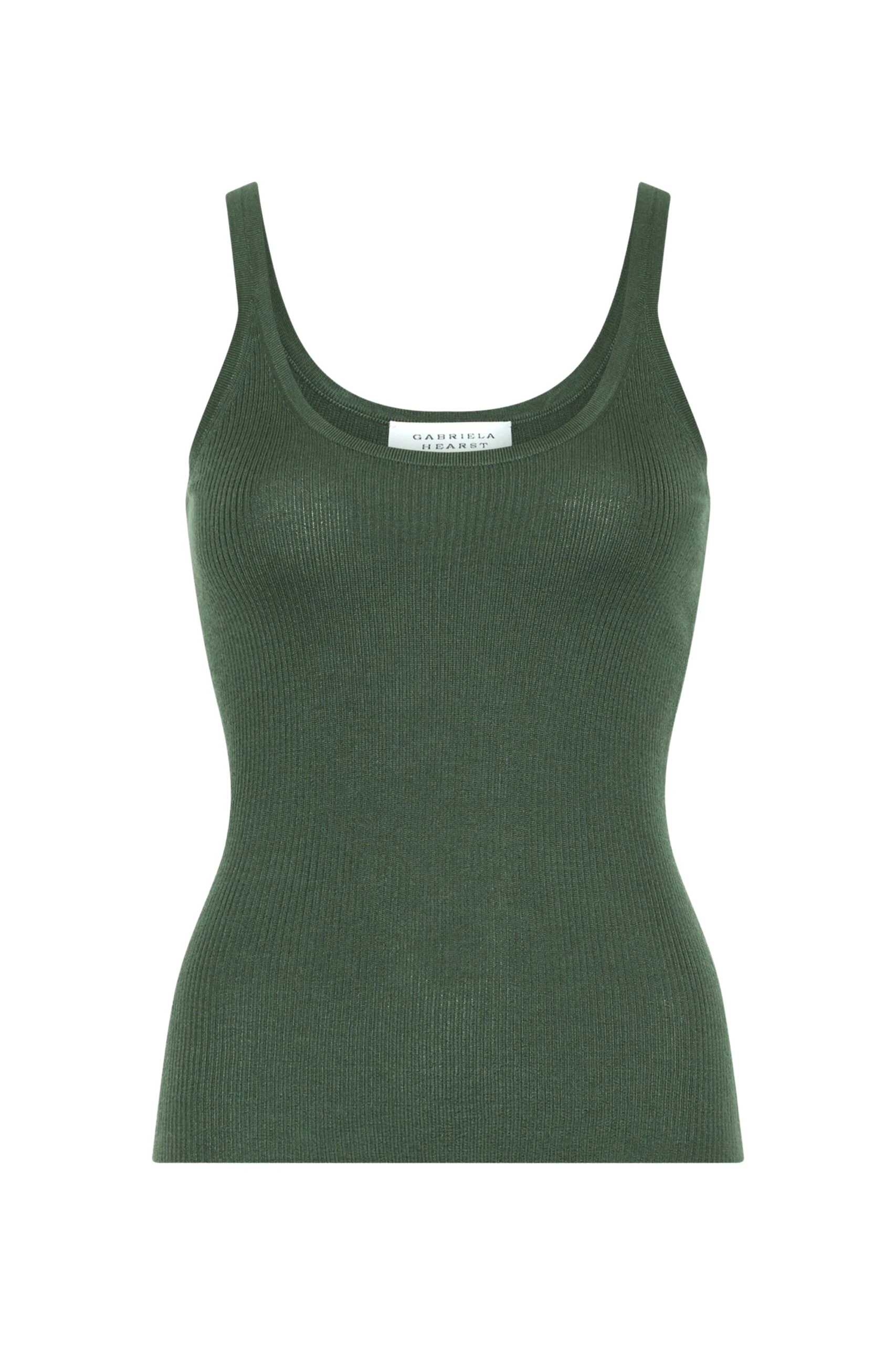 Gabriela Hearst Cinxia Knit Tank Top in Olive Cashmere Silk