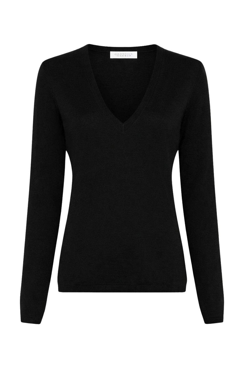 Gabriela Hearst Clementia Knit V-Neck Sweater in Black Cashmere Silk