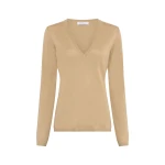 Gabriela Hearst Clementia Knit V-Neck Sweater in Hay Cashmere Silk