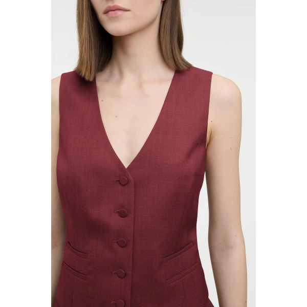 Gabriela Hearst Coleridge Vest in Bordeaux Wool Silk, view 5