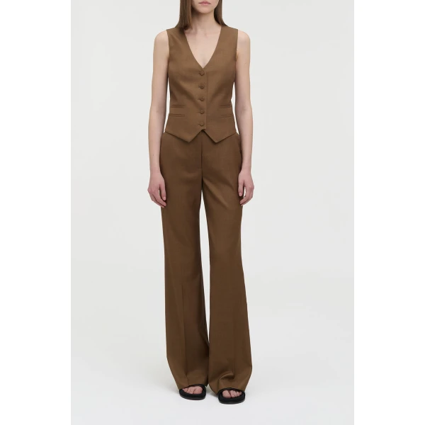 Gabriela Hearst Coleridge Vest in Chestnut Wool Silk, view 2