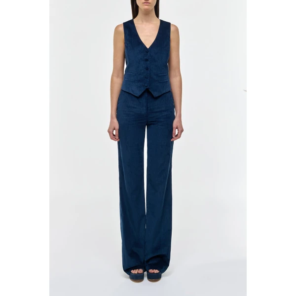 Gabriela Hearst Coleridge Vest in Electric Navy Sea Island Cotton Corduroy, view 2