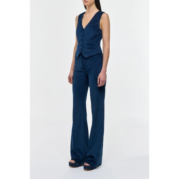 Gabriela Hearst Coleridge Vest in Electric Navy Sea Island Cotton Corduroy, view 3