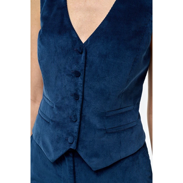 Gabriela Hearst Coleridge Vest in Electric Navy Sea Island Cotton Corduroy, view 5