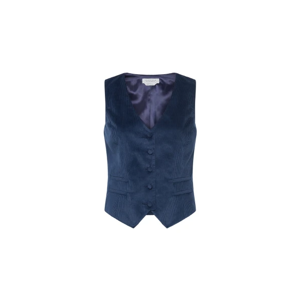 Gabriela Hearst Coleridge Vest in Electric Navy Sea Island Cotton Corduroy, view 6