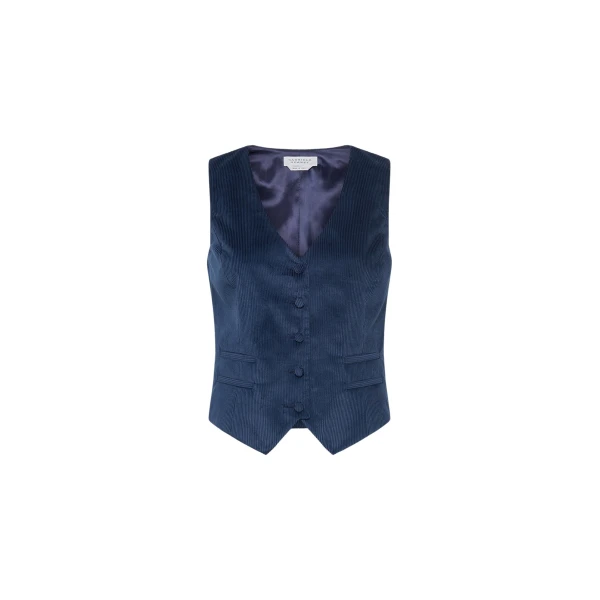 Gabriela Hearst Coleridge Vest in Electric Navy Sea Island Cotton Corduroy