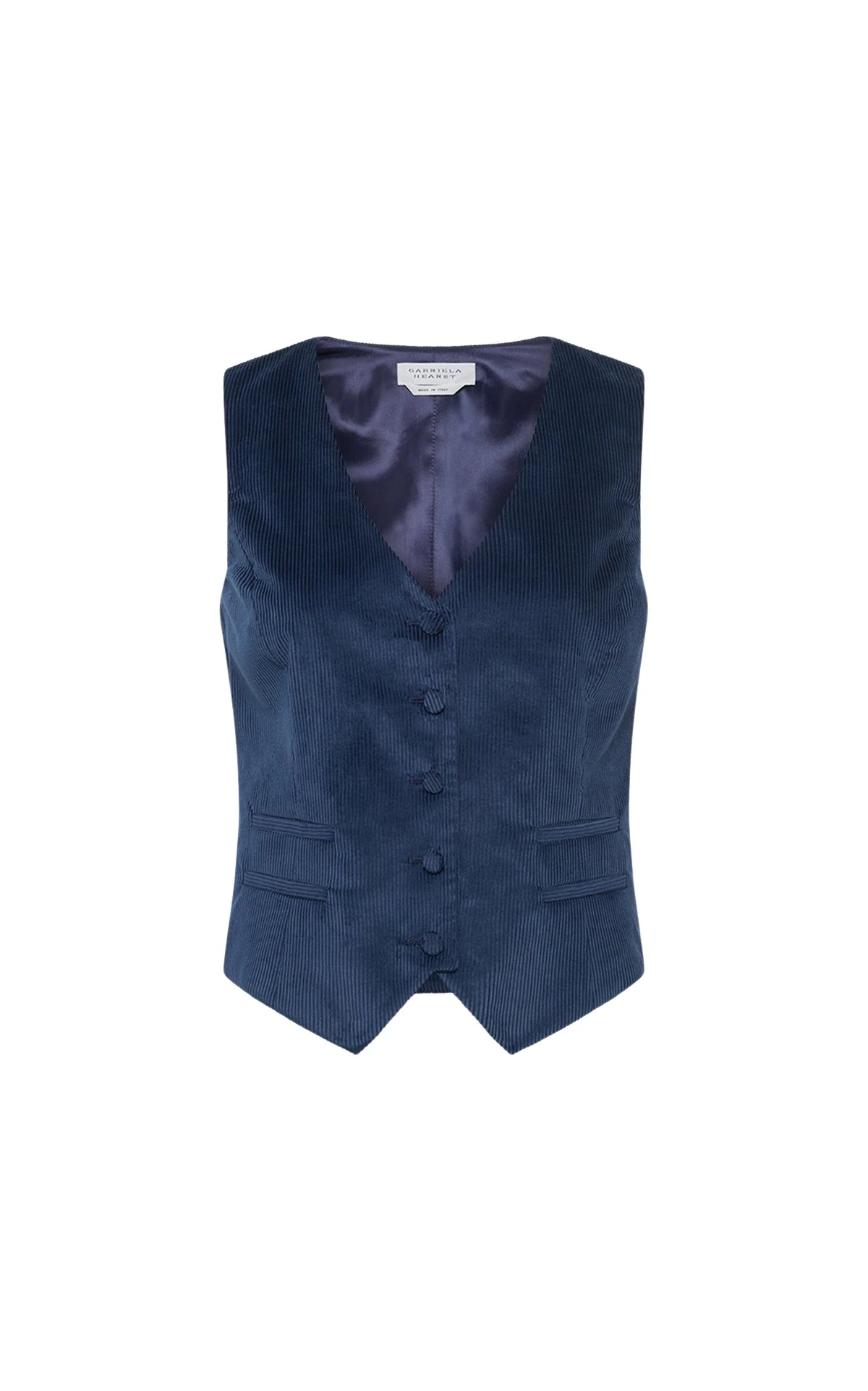 Gabriela Hearst Coleridge Vest in Electric Navy Sea Island Cotton Corduroy