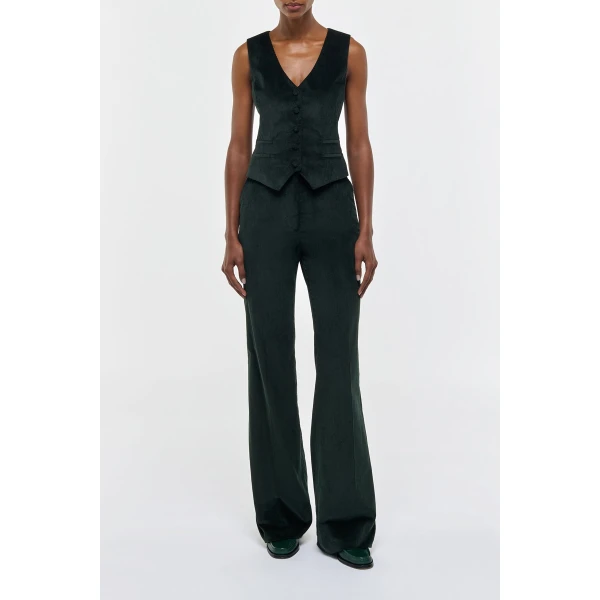 Gabriela Hearst Coleridge Vest in English Green Sea Island Cotton Corduroy, view 2