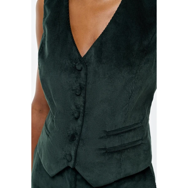 Gabriela Hearst Coleridge Vest in English Green Sea Island Cotton Corduroy, view 5