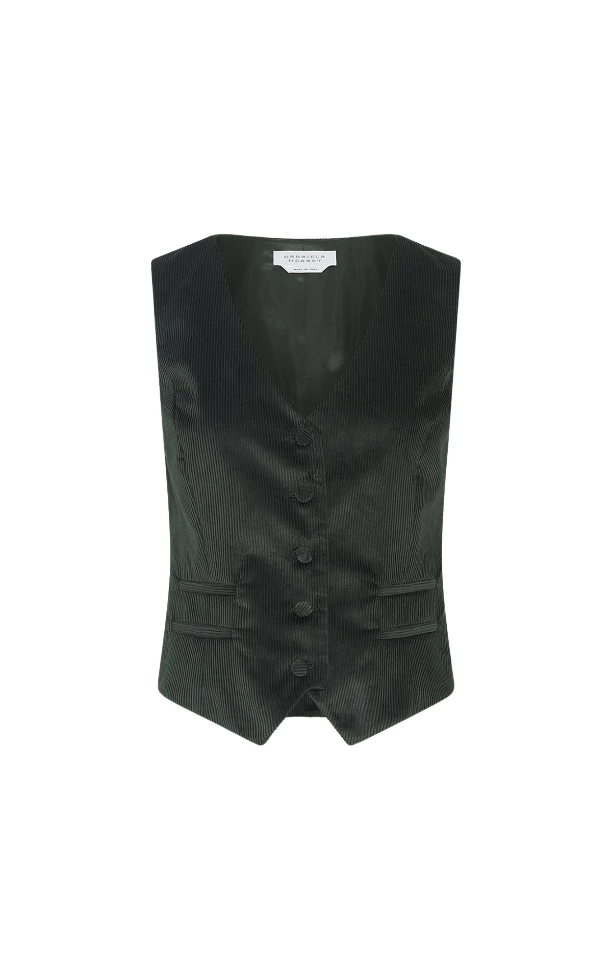 Gabriela Hearst Coleridge Vest in English Green Sea Island Cotton Corduroy