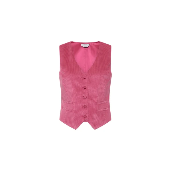 Gabriela Hearst Coleridge Vest in Fuchsia Sea Island Cotton Corduroy, view 6