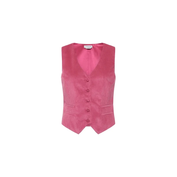 Gabriela Hearst Coleridge Vest in Fuchsia Sea Island Cotton Corduroy