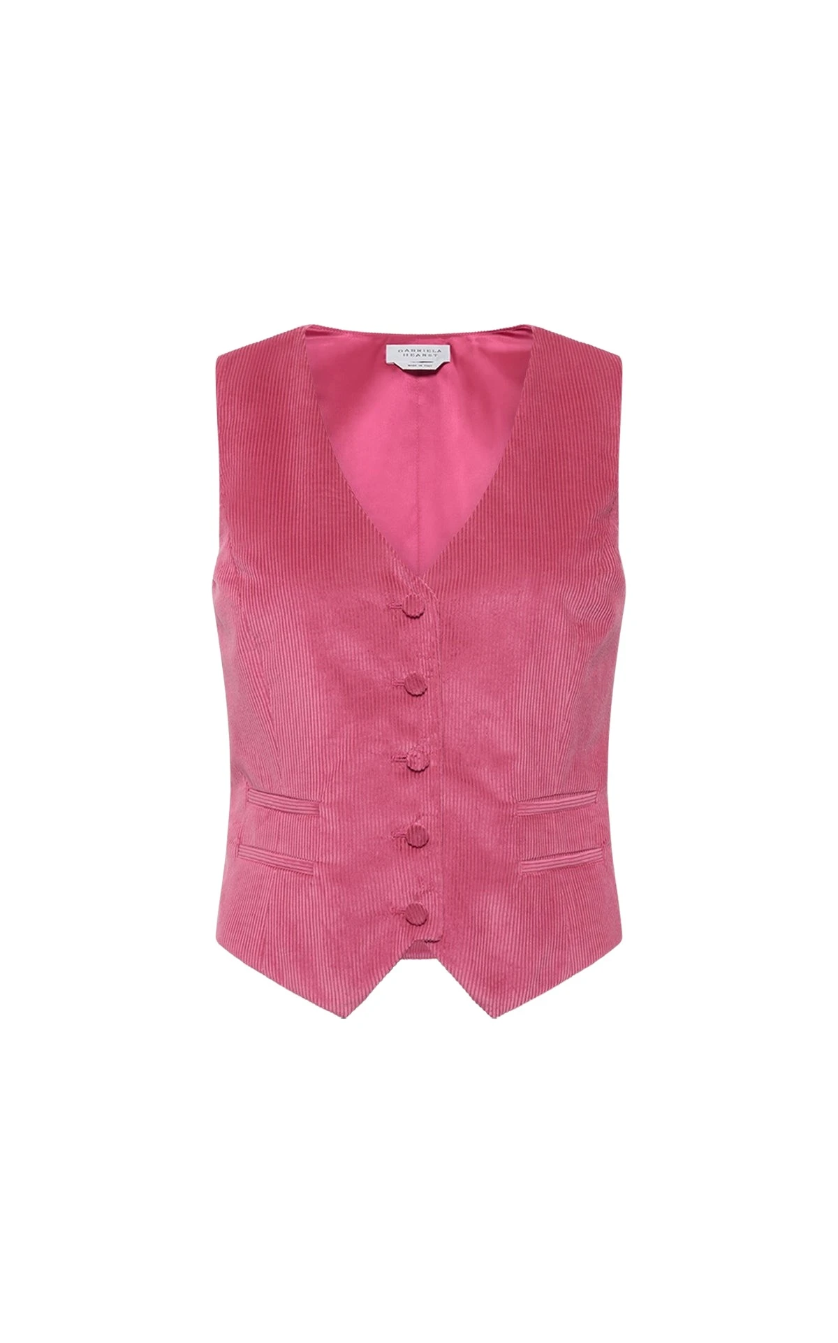 Gabriela Hearst Coleridge Vest in Fuchsia Sea Island Cotton Corduroy