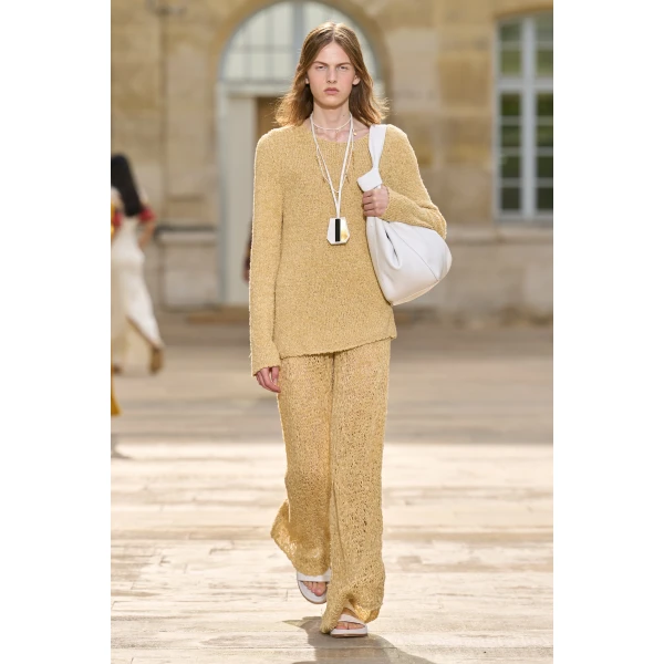 Gabriela Hearst Crescenta Knit Sweater in Hay Silk Cashmere Linen, view 2