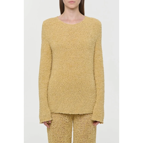 Gabriela Hearst Crescenta Knit Sweater in Hay Silk Cashmere Linen, view 4