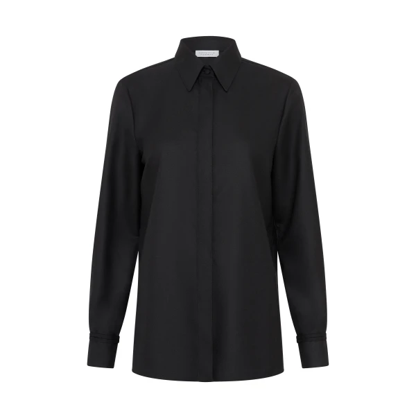 Gabriela Hearst Cruz Shirt in Black & Camel Cashmere, view 6