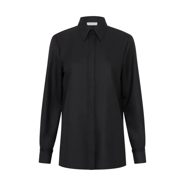 Gabriela Hearst Cruz Shirt in Black & Camel Cashmere