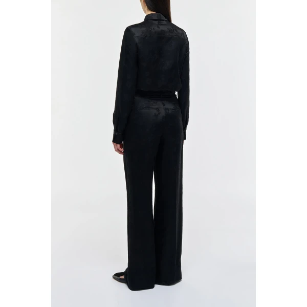Gabriela Hearst Cruz Shirt in Black Embroidered Silk, view 4