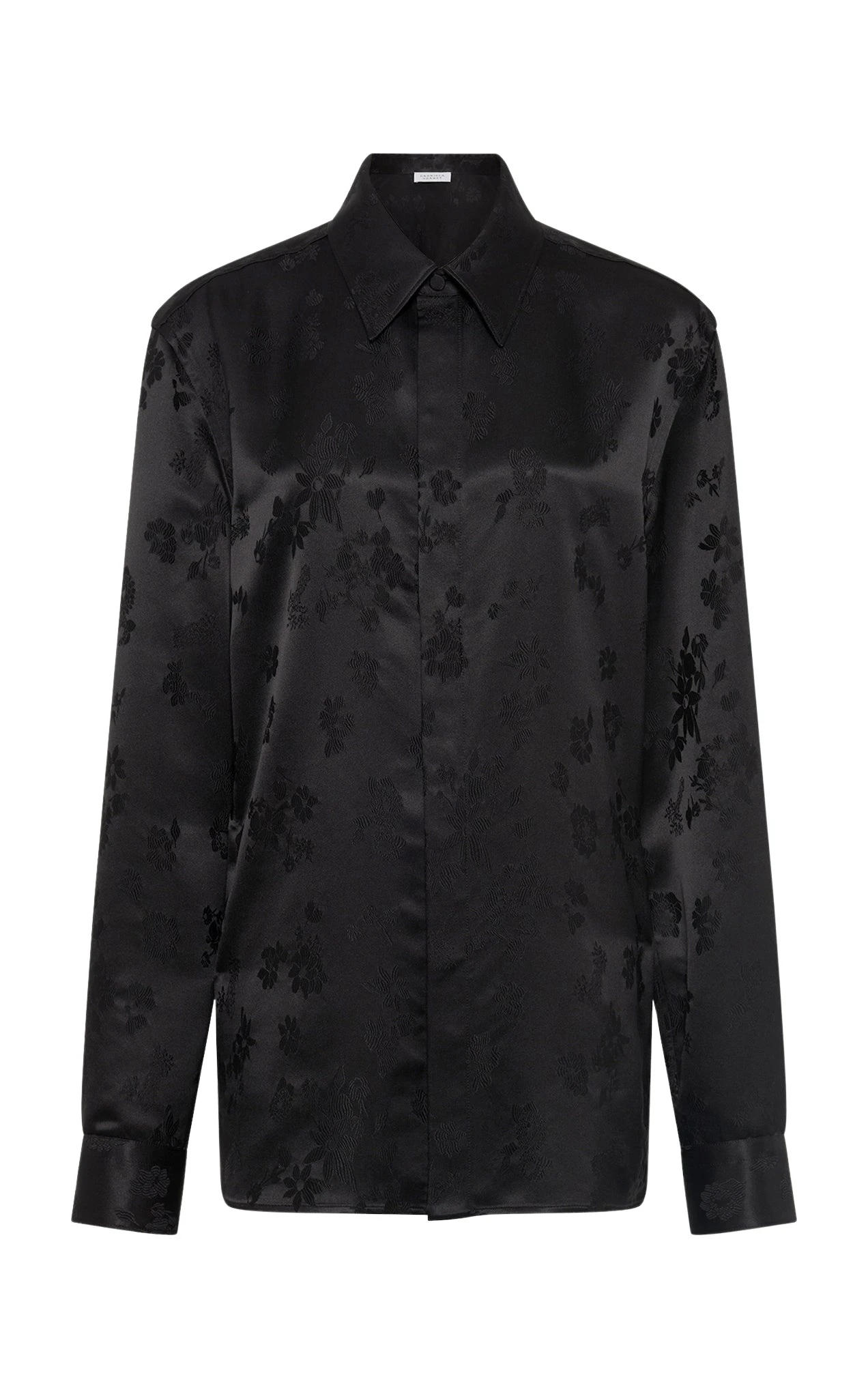 Gabriela Hearst Cruz Shirt in Black Embroidered Silk