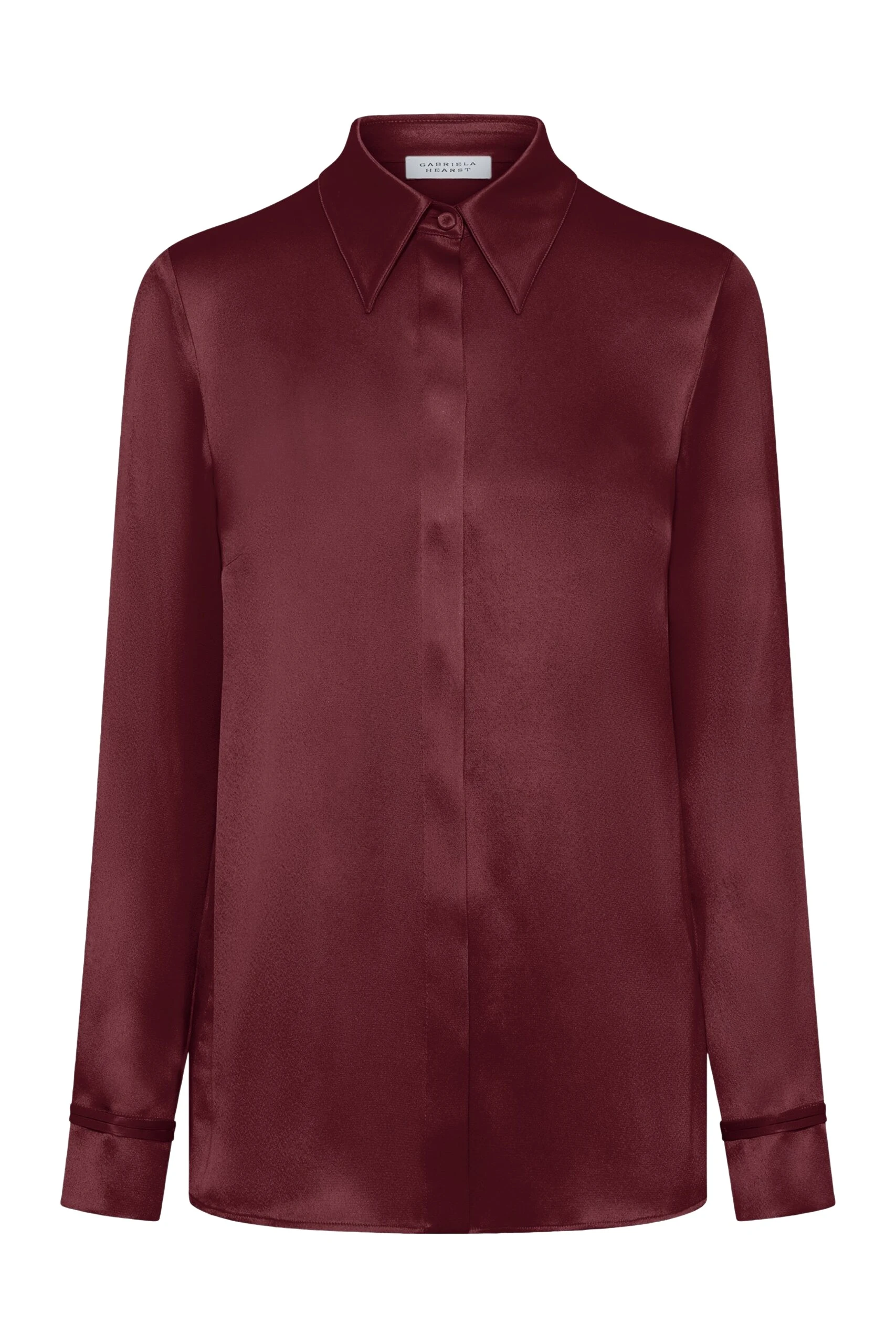 Gabriela Hearst Cruz Shirt in Bordeaux Silk Satin
