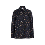 Gabriela Hearst Cruz Shirt in Dark Navy Multi Printed Silk Twill