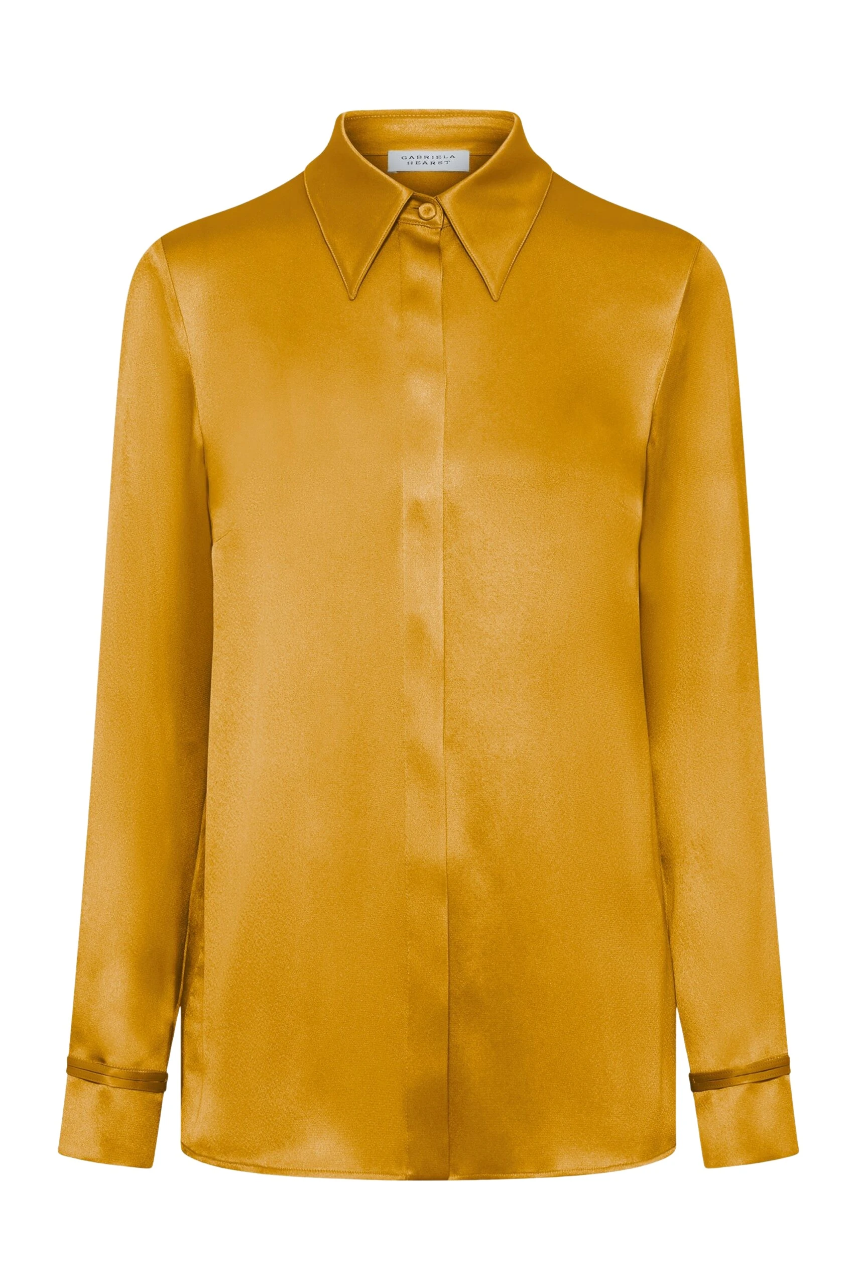 Gabriela Hearst Cruz Shirt in Golden Birch Silk Satin