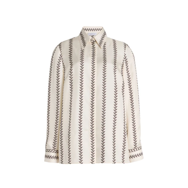 Gabriela Hearst Cruz Shirt in Ivory Multi Printed Silk Twill