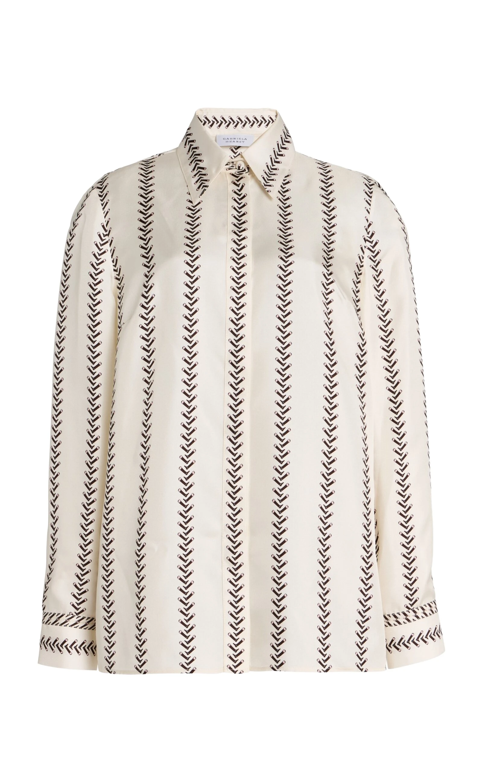 Gabriela Hearst Cruz Shirt in Ivory Multi Printed Silk Twill
