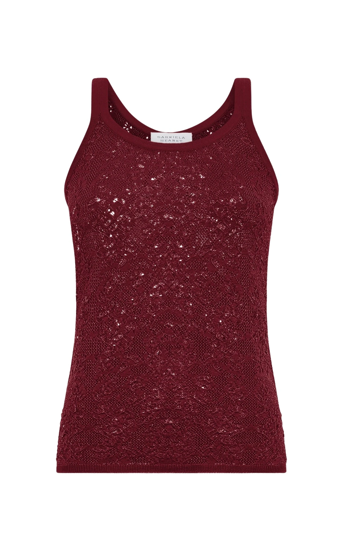 Gabriela Hearst Cyrinne Lace Knit Tank Top in Bordeaux Merino Wool