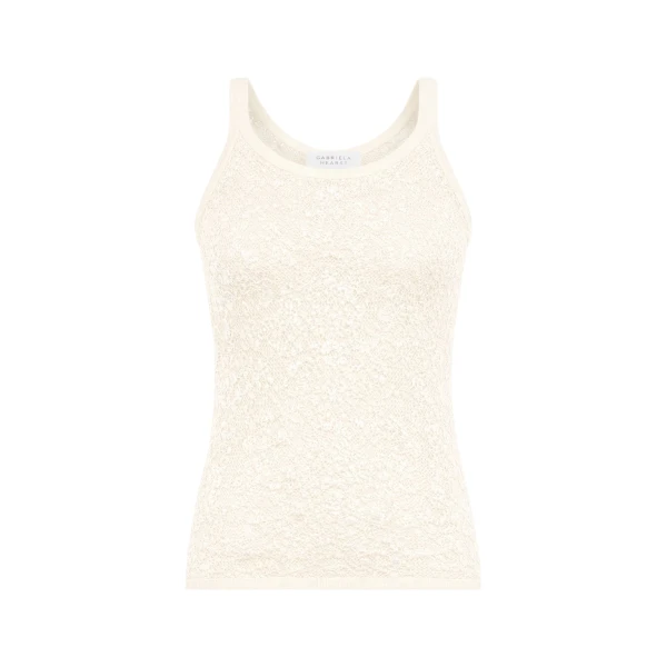 Gabriela Hearst Cyrinne Lace Knit Tank Top in Off White Merino Wool