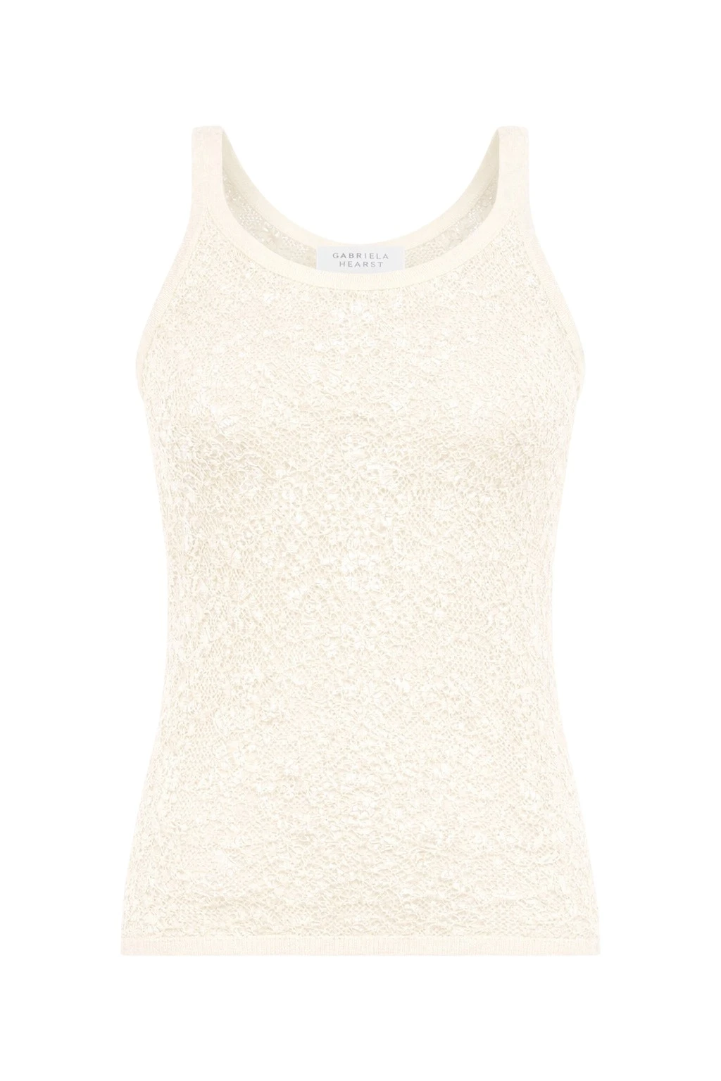 Gabriela Hearst Cyrinne Lace Knit Tank Top in Off White Merino Wool