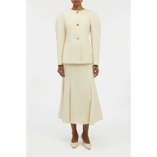 Gabriela Hearst Daelan Jacket in Ivory Virgin Wool Silk Slub, view 3