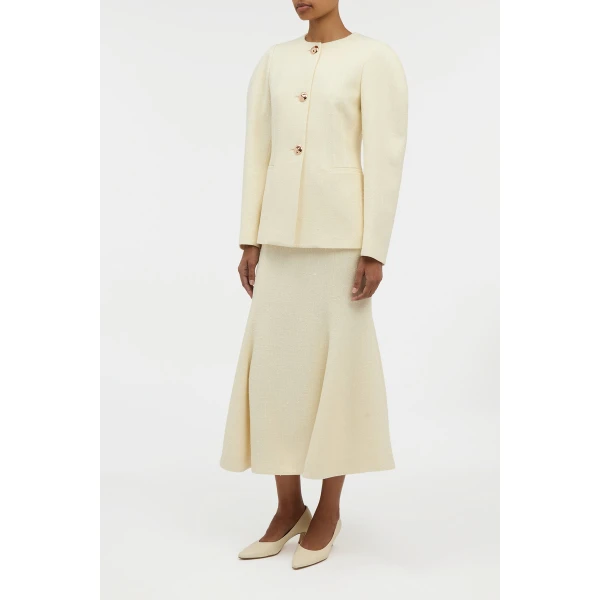 Gabriela Hearst Daelan Jacket in Ivory Virgin Wool Silk Slub, view 4