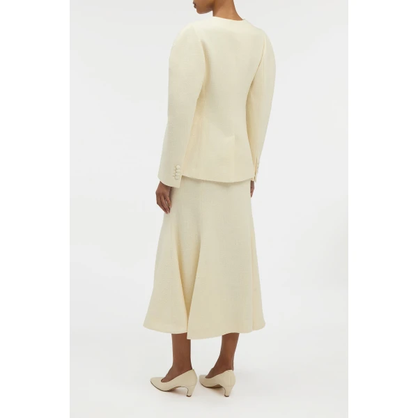 Gabriela Hearst Daelan Jacket in Ivory Virgin Wool Silk Slub, view 5