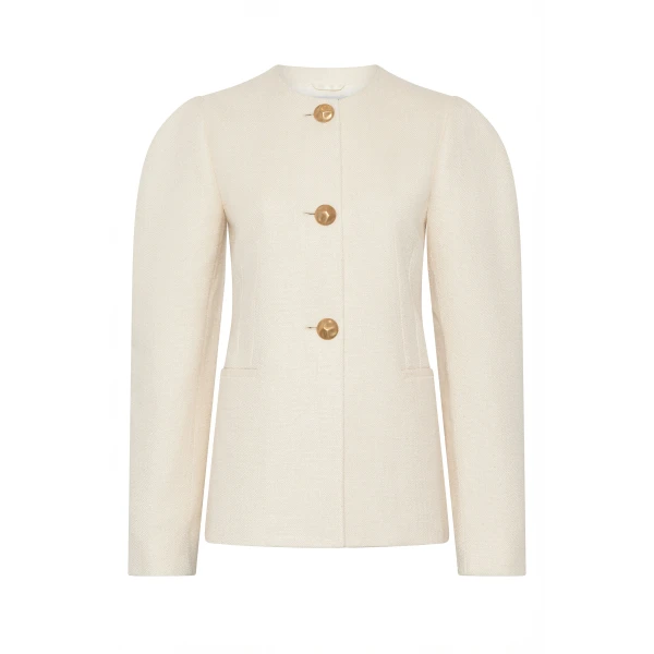 Gabriela Hearst Daelan Jacket in Ivory Virgin Wool Silk Slub, view 6
