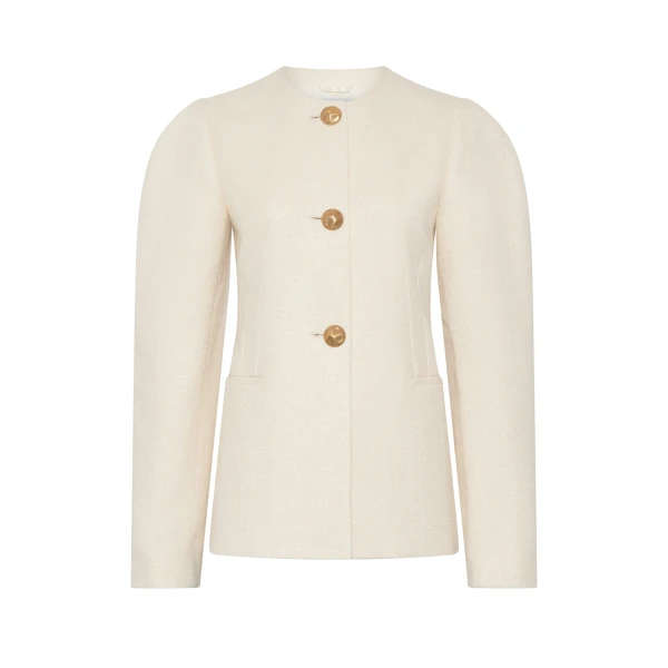 Gabriela Hearst Daelan Jacket in Ivory Virgin Wool Silk Slub