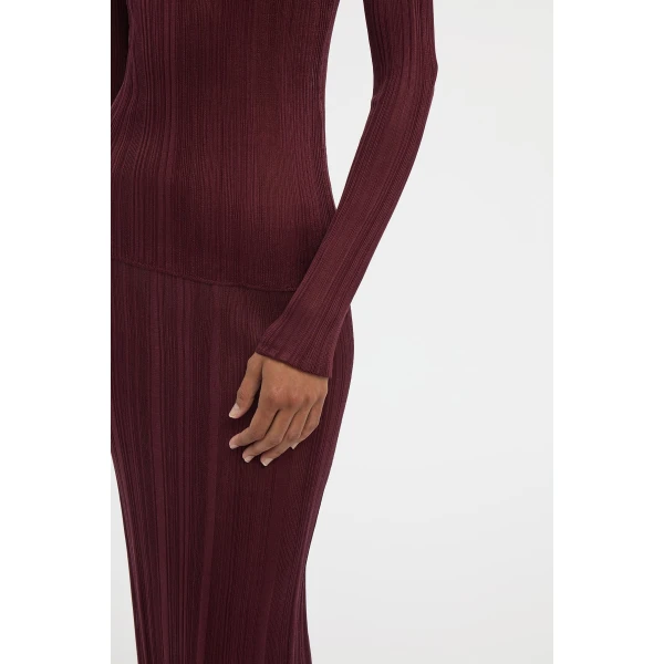 Gabriela Hearst Daniella Knit Maxi Skirt in Bordeaux Silk, view 5