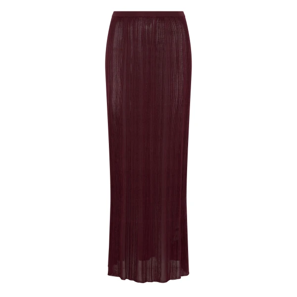 Gabriela Hearst Daniella Knit Maxi Skirt in Bordeaux Silk, view 6