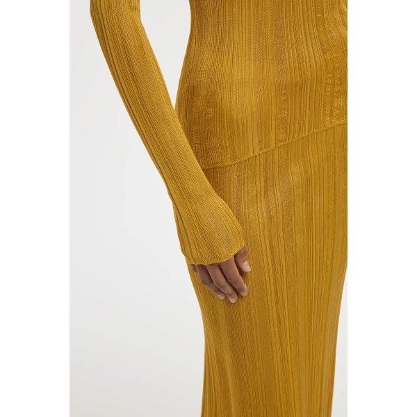 Gabriela Hearst Daniella Knit Maxi Skirt in Golden Birch Silk, view 5