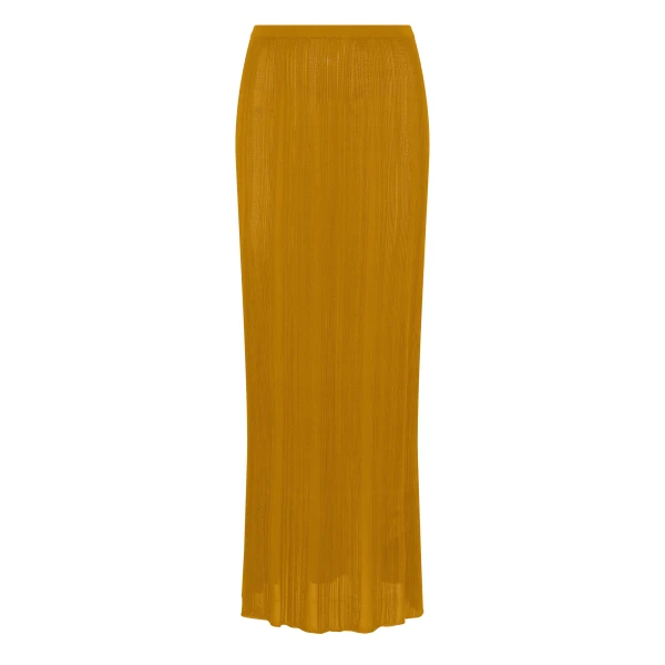 Gabriela Hearst Daniella Knit Maxi Skirt in Golden Birch Silk, view 6