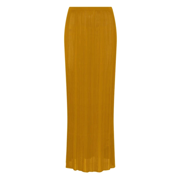 Gabriela Hearst Daniella Knit Maxi Skirt in Golden Birch Silk