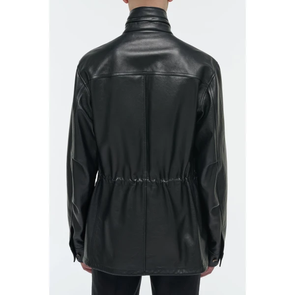 Gabriela Hearst Darwin M65 Jacket in Black Nappa Leather, view 5
