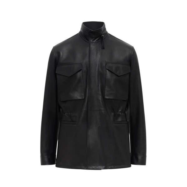 Gabriela Hearst Darwin M65 Jacket in Black Nappa Leather, view 6