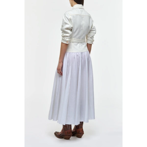 Gabriela Hearst Delyth Shirtdress in White Recycled Cotton Denim & Linen Dress, view 4