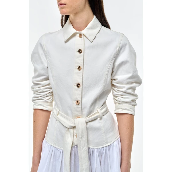 Gabriela Hearst Delyth Shirtdress in White Recycled Cotton Denim & Linen Dress, view 5